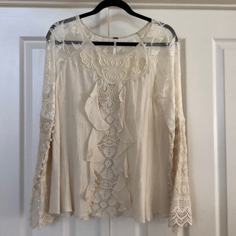 Off white long sleeve blouse cotton gauze
